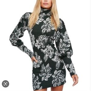 NWT: Free People Farrah Green Floral Wool Sweater Dress